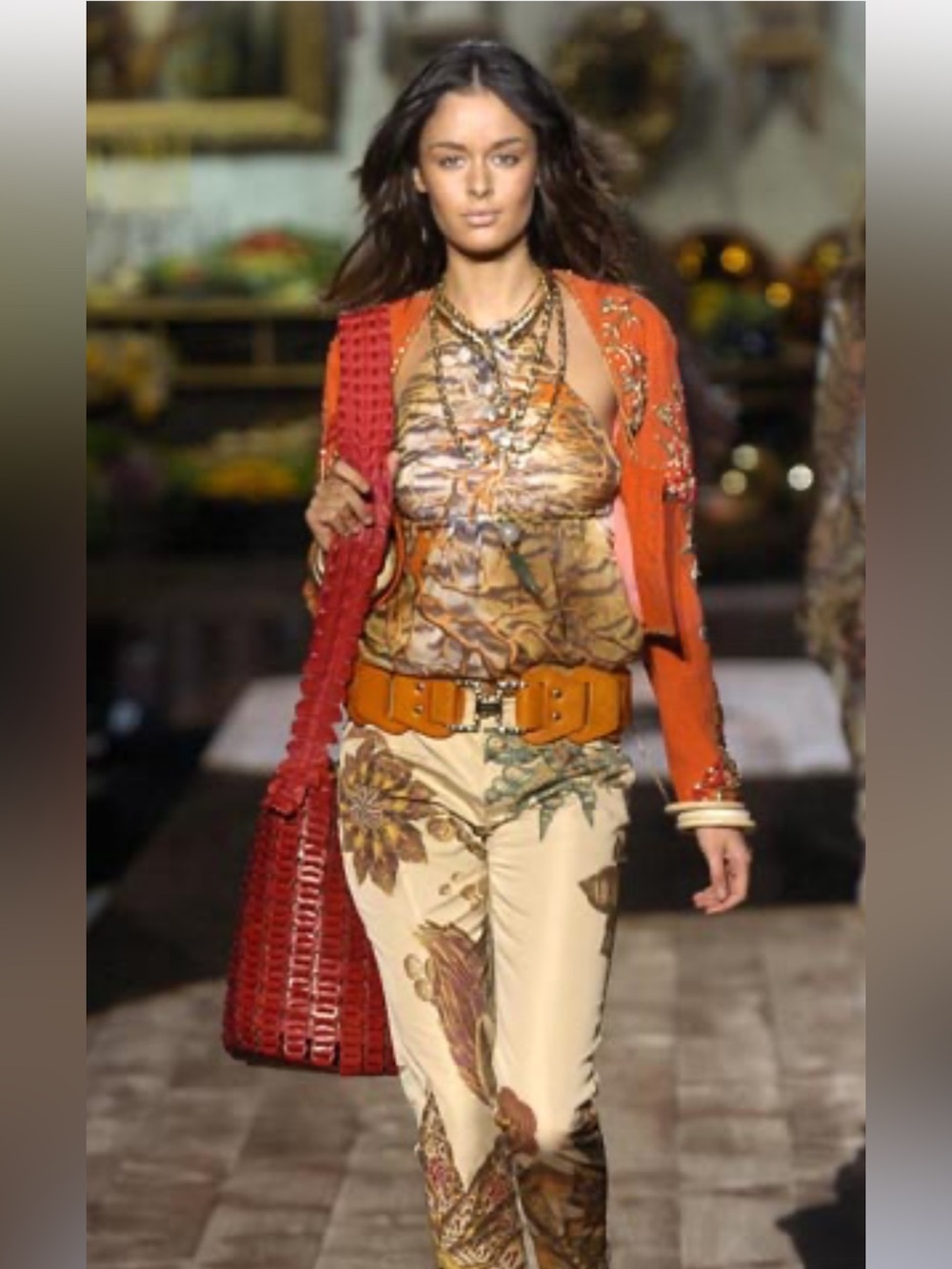 Roberto Cavalli SS2005 Coral Animal Print Silk Midi Skirt - Picture 7 of 9